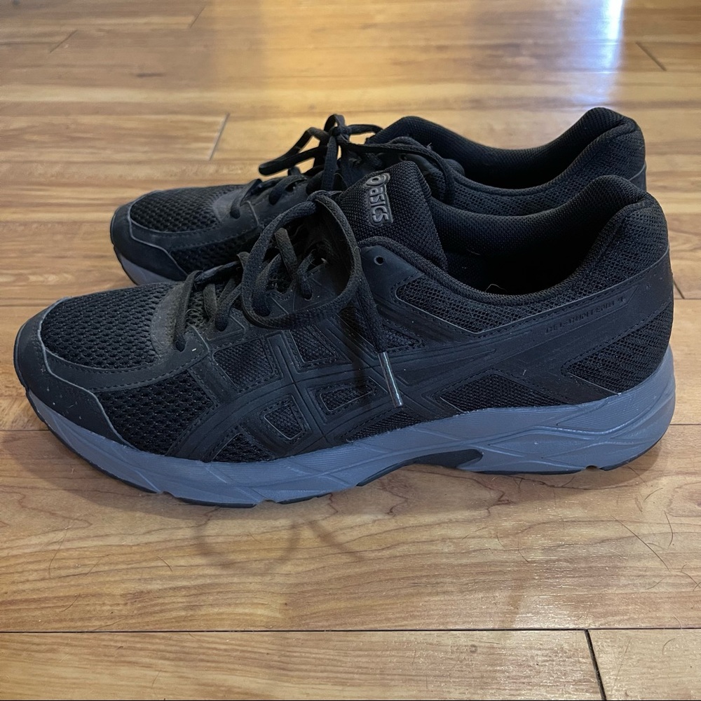 ASICS Men’s T715N Black Gray Running Shoe size 9 Amplifoam GEL- Contend